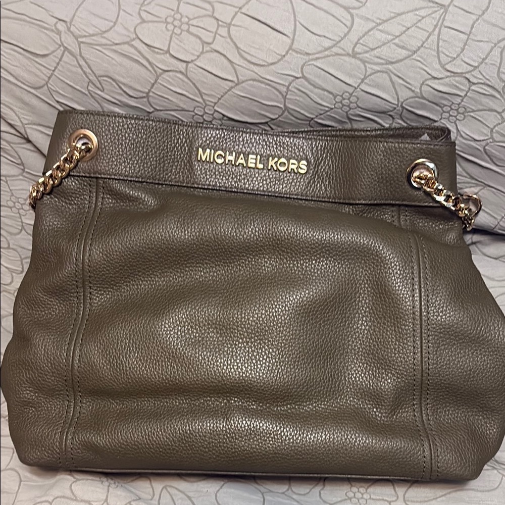 Michael Kors Green Shoulder Bag with Chain Strap